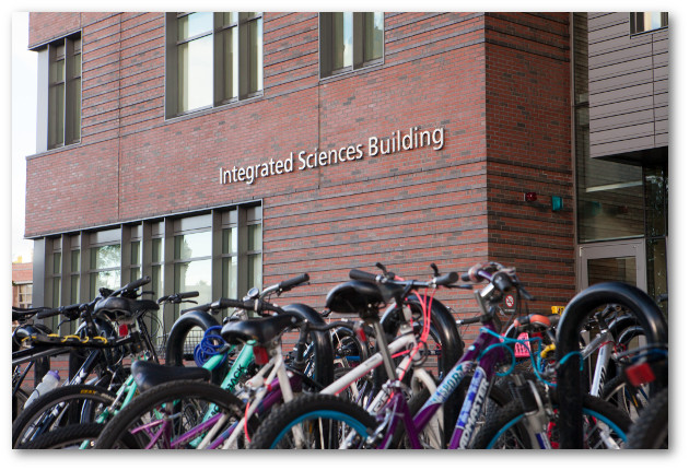 Bike racks outside the Integrated Sciences Building